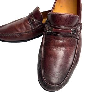 Bruno Magli Genoa Horsebit M Logo Loafer Burgundy Leather Slip-On 9.5 M Classic